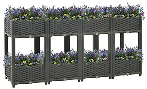 ZEYUAN Lit surélevé 160x40x71 cm Polypropylène Bordure Pierre,Kit Gabion,Gabion Jardiniere