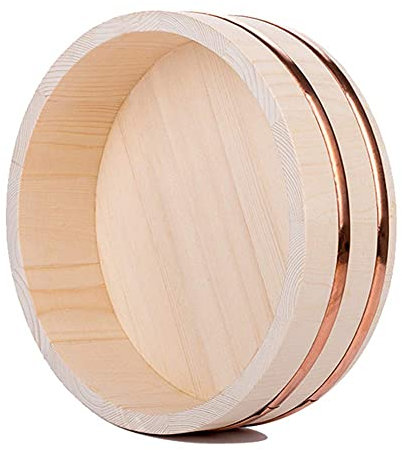 Japanische Sushi-Reis-Rührschüssel aus Holz mit Kupferband, für Sushi-Restaurant, koreanische Küche – 3 Größen, 48 x 12 cm (weiß 42 x 10 cm)