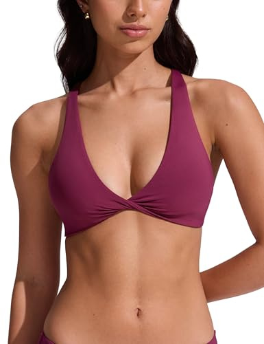 CRZ YOGA da Donna Collo a V Reggiseni Bikini Torsione Frontale Vestito da Bagno Incrociato sul Retro Imbottita Fucsia 48