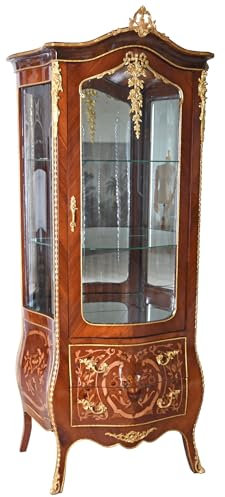 Vitrin barock stående vitrinskåp med glasvitrin antik montrin brun cat976 Palazzo exklusiv