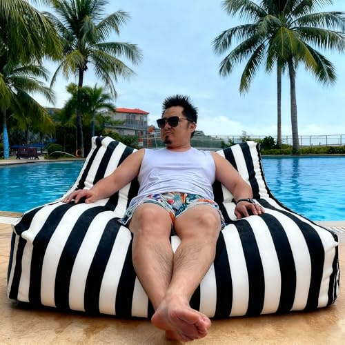 SXBCyan Schwimmender Sitzsackbezug for Schwimmbad, Sitzsack-Abdeckung ohne Füllstoff, mit Innenauskleidung, for, for Zuhause, Outdoor, Pool, Schwimmer, wasserdichter Pouf, Saon(Black)