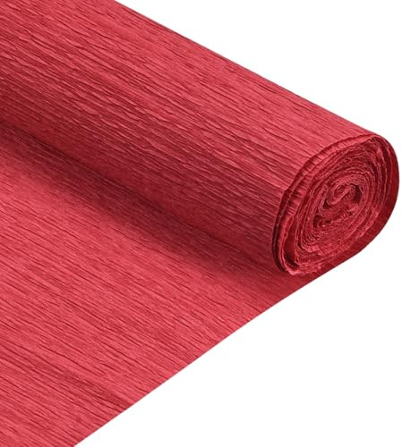QUARKZMAN 2 Rollen Krepppapier 50 x 210 cm Kräuselpapier Pastell Crepe Paper Seidenpapier Floristenkrepp Crepe-Papier zum Basteln Dekoration Geschenk Verpackung Blumen, Leuchtendes Rot