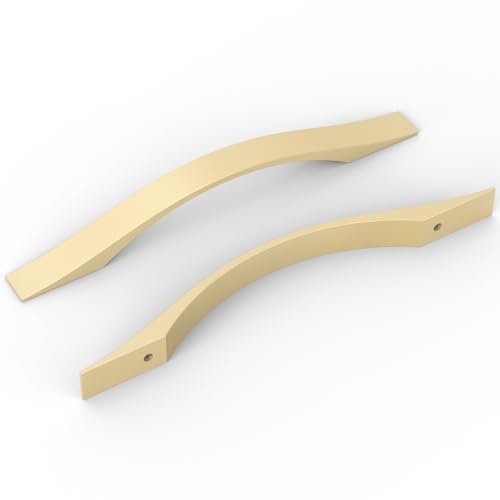 FURNIWARE 10 Stück Schrankgriffe, Möbelgriffe Messing 128mm Lochabstand Küchengriffe Griffe Möbel Schubladengriffe Griffe für Küchenschränke Schränke Schubladengriffe