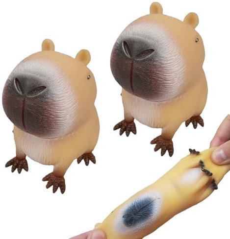 Dhqkqg Anti Stress Spielzeug, 2 Stück Kapybara Stressball Kinder, Capybara Antistress Spielzeug, Lustig Squishy Squeeze Spielzeug, Stress Squeeze Spielzeug, Anti Stress Geschenke für Erwachsene Kinder