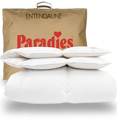 PARADIES Daunendecke 135x200 cm Winter 875g Füllgewicht - Elma 90 winterwarm, Winterdecke mit Baumwollbezug + RDS-Entendaunen/-Federn 90% Daunen + 10% Federn