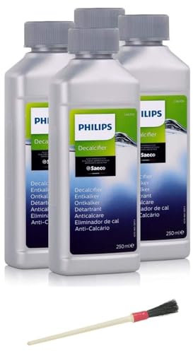 Jpshop Confezione da 4 Anticalcare da 250ml. Adatto per Philips per Macchine da Caffè Automatiche e con Filtro + Pennello Pulizia