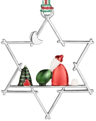 Newbridge Silverware Star with Santa Christmas Tree Hanging Ornament