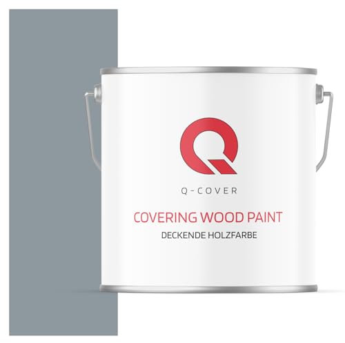 Q-COVER DECKENDE HOLZFARBE 5L HOCHGLANZ Silbergrau RAL 7001 RAL DECKFARBE HOLZLACK DECKLACK WETTERSCHUTZFARBE ALLE HOLZARTE OSB-PLATTEN INNEN AUßEN ca. 80-150 ml / m2