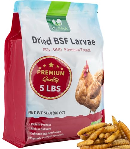 5LB Dried Black Soldier Fly Larvae for Chickens Bulk, Non GMO 86X High Calcium Grubs Than Meal Worms for Laying Hens,100% Natural BSF Larvae for Chicken Worms Wild Bird Treats, Protein Chickens Feed