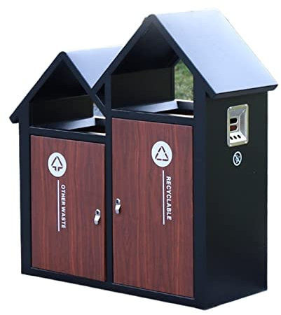 Papelera de Reciclaje Cubo de basura de clasificación de cubo de basura de doble barril for exteriores creativo con cenicero cubo de basura creativo de gran capacidad Decoración para Exteriores