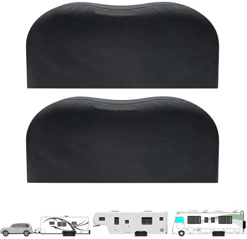 Inscrip Motorhome Trailer Tyre Covers, Pack of 2 Double Axle Waterproof, Car Wheel Cover for Trucks, Travel Trailers, Campers, Tyre Wheel Protector, Universal for All Seasons (27-30 Inch Dia)