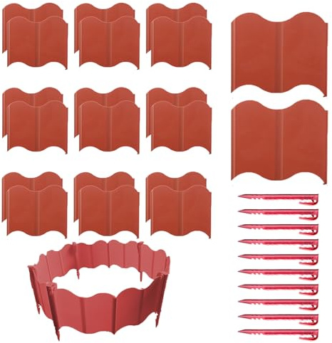 Lot de 20 bordures de paysage, bordures de lit de fleurs, bordures de jardin pour aménagement paysager – Lot de 20 panneaux de protection pour lit de fleurs pour paysage, cour, pelouse, terrasse, lit