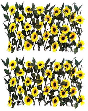 Expanding Garden Trellis Panels, Flower Trellis Artificial Expanding, Artificial Screening Leaf Hedge Panels Garden Fence, Block Uv Rays/Protect Privacy for Decoration Fence Screens, Hedgerows (2PCS)