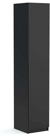 Brent - Kleiderschrank Bristol Schwarz 45 cm Breite, 1-türig, Mehrzweckschrank mit Einlegeböden und/oder Kleiderstange, Aufbewahrungsschrank, Modern Metallgriffe in Schwarz