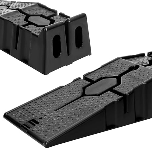 2Pcs Motorhome Levelling Ramps 5 Ton Car Ramp Heavy Duty Polypropylene Plastic Loading Access Ramp Lift Low Profile Vehicles for Car Ramps Campervan Van Vehicle