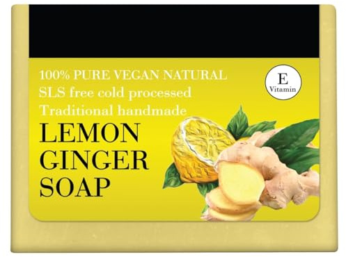 Lemon Ginger Handmade Soap – 150g | Cold-Processed & 100% Natural | With Turmeric & Vitamin E | Fades Pigmentation, Fights Acne & Dull Skin | Brightening Herbal Bath Bar