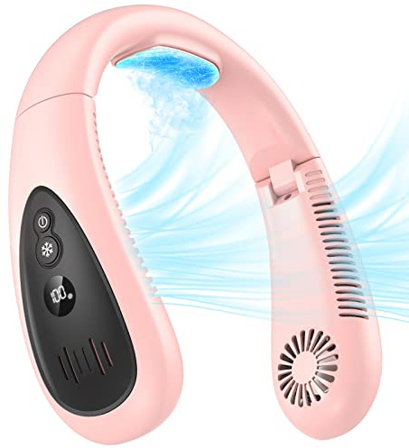 Neck Air Conditioner, Portable Neck Fan with Cooling Plate 360°Cooling Airflow, 5000mah Rechargeable USB Fan Hands Free Bladeless Wearable Foldable Mini Fan for Men Women Kids Home Office Outdoor