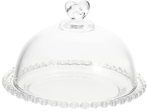 Luxshiny Glass Cake Tray Dome Cover Dessert Plate Quarter Round Molding Household Multi-function Fruit Cake Platter Protective Food Snack Cover for Home