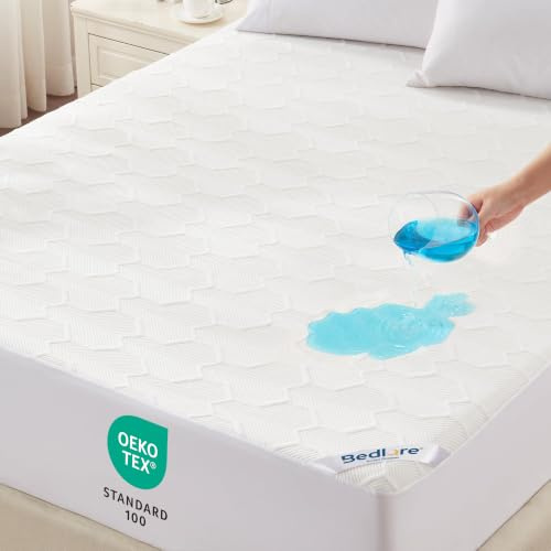 BEDLORE Matratzenschoner 90x200cm 100% Wasserdicht & Atmungsaktiv, Weiß | Premium-TPU-Membran, 3D-Luft-Bambusgewebe, 30cm Tiefe Taschen, Maschinenwaschbar bei 40°C–60°C, OEKO-TEX Zertifiziert