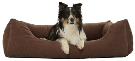 PAW WOW Emma Hundebett | Orthopädisches Hundebett | Hundekörbchen für kleine, mittelgroße und große Hunde (Braun, 105x75cm)