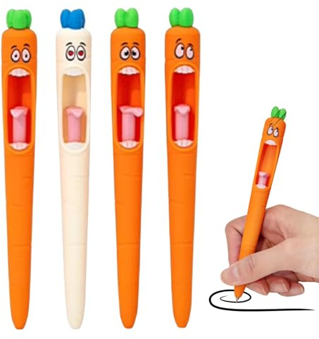 Jlobnyiun Bolígrafo de silicona para zanahorias, puntero de tinta, marcador de secado rápido, instrumento de escritura creativo de estilo vegetariano para trabajadores de estaciones de