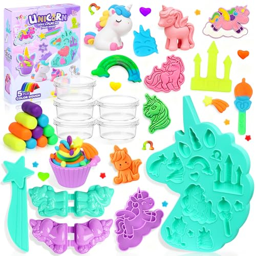 KOVSGQ Juego de Plastilina de Unicornio Accesorios Plastilina 21Stk Herramienta de Amasado Juegos Creativos para Niños y Niñas 3 4 5 años Cumpleaños Infantiles Navidad Fiestas Festivales