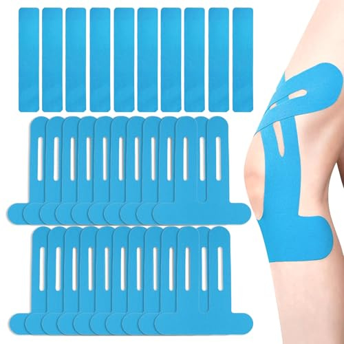 30 Stück Knie Tape Vorgeschnitten, Precut Kinesiotapes Knie, Knietapes Vorgeschnitten Knie, Wasserdichtes Elastisches Physio,Tape Bei Knieschmerzen, Bieten Joints Support (T+I Förmig)