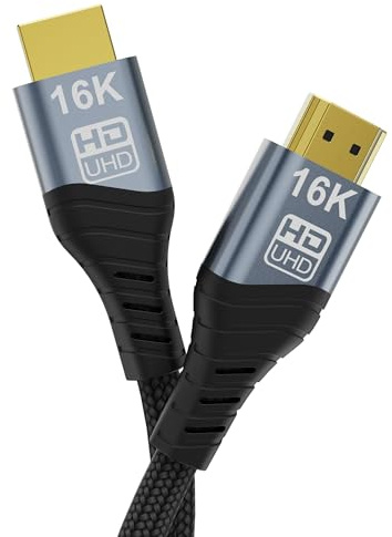 CHENLENIC Câble HDMI 16K 10K 8K, Câble HDMI Ultra Haute Vitesse 96Gbps HDMI2.2 16K@30Hz 10K120Hz 8K@60Hz 4K@240Hz, HDCP 2.3 HDR10 eARC Compatible avec PS5/Xbox/Roku TV/PC Gaming/Blu-ray