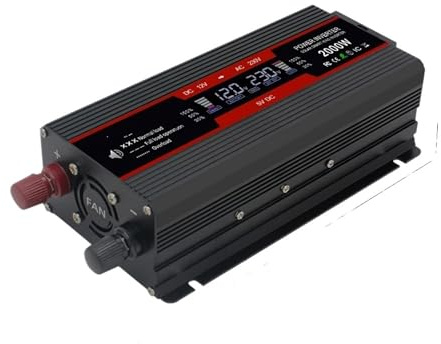 Transformateur Ondulr avec Écran LCD Convertissr Solaire 12V CC vers 220V CA 2 Ports B Convertissr De Voiture Prise Onde Sinoïdale Modifiée(12V 220V 2000W)