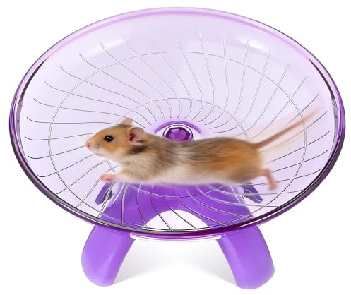 COHEALI Rueda Silenciosa para Correr de Animales Pequeños, Platillo Volador de Ejercicio para Hámster, Jerbo y Chinchilla, Tamaño Mediano en Color Violeta, Juguete Interactivo Saludable