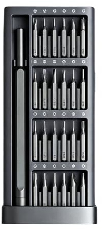 Kit Tournevis de Precision 25 en 1 avec Manche en Alliage d'Aluminium, Mini Tournevis et Cruciforme pour Reparation de Lunettes, Montres, PC, Ordinateur Portable, Smartphone et Electronique