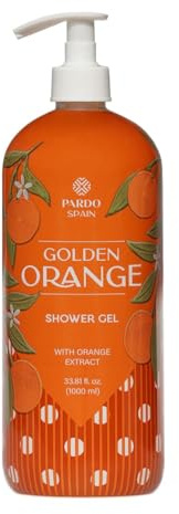 Pardo Spain Gel de Ducha Golden Orange 1000 ml – Jabón Perfumado con Aroma a Naranja, Limpieza Suave para Uso Diario, Textura Cremosa y Apto para Todo Tipo de Piel.