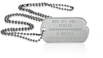 Personalisierte Erkennungsmarke World War 2 und eigenem Text | Dog Tag Kette mit Prägung | inkl. Kette & Silencer im Set | Unterschiedliche individuelle Texte und Motive möglich (World War 2)