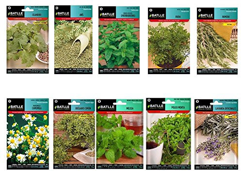 Semillas aromaticas lote 10 sobres (Lavanda, Melisa, Oregano,Manzanilla, Poleo Menta, Romero, Ruda, Hierbabuena, Anis, Cilandro)