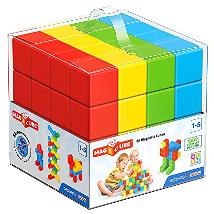 GEOMAG MAGICUBE PRE-SCHOOL 64 Magnetisches spielzeug für Kinder, Geschenk für Jungen und Mädchen im Alter von 1 2 3 4 5 6 Jahren, Montessori-Spielzeug, magnetische Konstruktionen, Kinderspielzeug