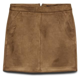 VERO MODA Jupe en Velours Femme Mini Jupe Crayon en Tissu Stretch Velours Nicki VMDONNADINA, Couleurs:Marron-Moyen, Taille:XL