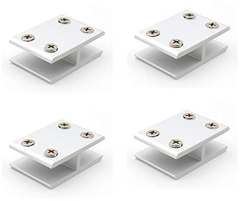 NUZAMAS - Set di 4 morsetti per vetro a 180° per vetro, fissaggio su entrambi i lati, per doccia, tavoli, pannelli, 10-12 mm