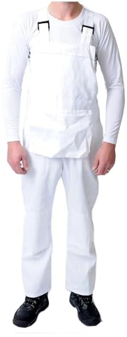 GRS Latzhose Latzhose Maleranzug für Dekorateure Bauarbeiter, Schwarz/Marineblau/Weiß (verschiedene Größen: XXS – 5XL) Gr. 5X-Large, weiß