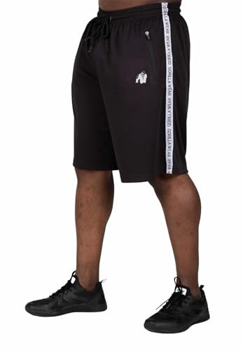 Gorilla Wear Reydon Mesh Shorts 2.0 – svart – korta byxor med logotyp för sport vardag fritid andas bekväm rörelsefrihet träning polyester