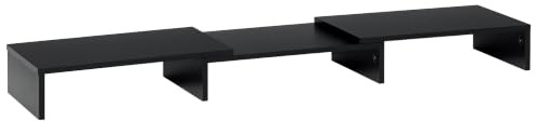 Vinsetto Dual Monitor Stand Riser Adjustable Length Screen Riser Black | Adjustable Angle, for Laptop, Computer, PC, Printer, TV