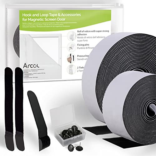 Nastro Adesivo per Zanzariere Più Forte e Durevole - Kit Completo per Zanzariere Magnetiche - Veltro SOLO PARTE MARCHIO/Parte Ruvida/Con Uncini - (2,5 cm x 5,5 m, 4 cm x 1,5 m, Nero)
