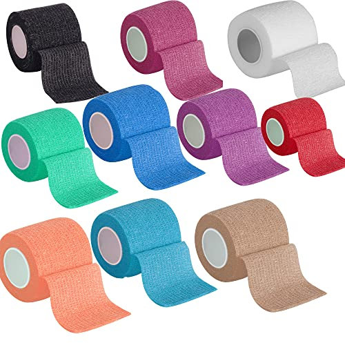 LTLCLZ 10Stück Set 4,5M Farbe Muskelschutz Werkzeug Pflege Verbandband Sport Elastisches Therapeutisches Band Sport Boxbandagen Bänder,10cm high Set