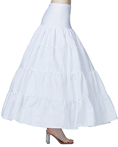 BEAUTELICATE Sottogonna Sposa Donna sotto Gonna Cerchio Crinolina di Abito da Sposa Vintage per Halloween Cerimonia Abito da Sera Addio al Celibato Partito Festival Bianco - 3 Cerchi E Volant, 48-50