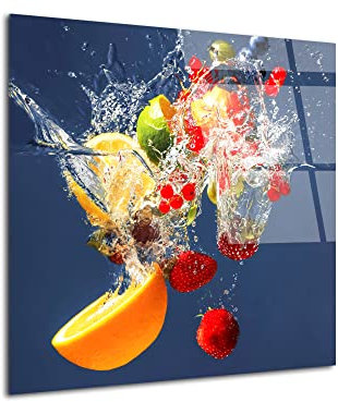 Tableau plexi design, tableau verre acrylique, décoration murale, photo sur plexi, Cadre plexi carré déco de fruits, 30x30 cm