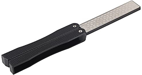 Tyenaza Diamond Knife Sharpener,Portable Double Sided Knife Sharpener Folding Portable Anti‑Slip Diamond Sharpener for Sharpening Knife, Axe, Hatchet, Lawn Mower Blade - 12.5cm / 4.9in (Black)