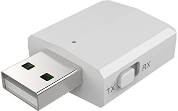 3 in 1 USB Bluetooth 5.0 Audio trasmettitore/ricevitore adattatore per TV/PC/auto nero (white)