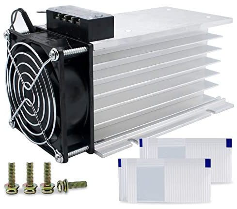 LCLCTC SSR Heat Sink with 120v Fan for Three 3 Phase Solid State Relay 10-100A;Radiator;Heatsink;Suitable for 40A 60A; Aluminum etc. (Heat Sink)
