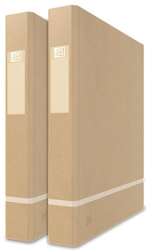 Oxford Ringbuch A4, 35 mm breit, 2 Ringe Ringe-Ø25mm, gut für die Umwelt, beige, 2 Stück