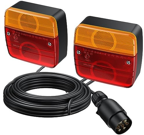 EYPINS Fanali Posteriori Rimorchio,Luci Posteriori Kit,Cavo da 7.5m,IP65 Impermeabile, Luce dei Freni, Indicatore di Direzione,per 12V Rimorchio, Camion