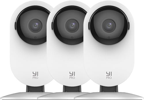 YI Telecamera WiFi Interno PRO 2K Home Camera,Notifiche in Tempo Reale,Supporta 2.4GHz,Rilevamento Movimento,Compatibile con Alexa e google assistant,3MP Videocamera Sicurezza per Casa,Confezione da 3